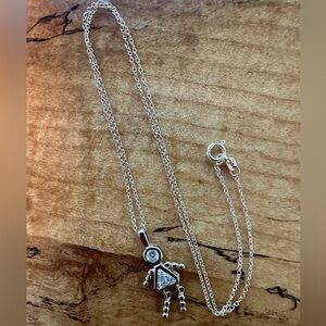 Sterling Silver 925 Girl Doll Necklace April Birthstone 18” Chain Birthday 925